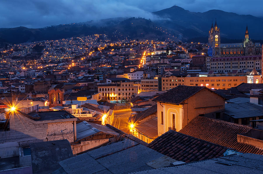 Architecture Photograph - Quito Old Town at Night by Jess Kraft