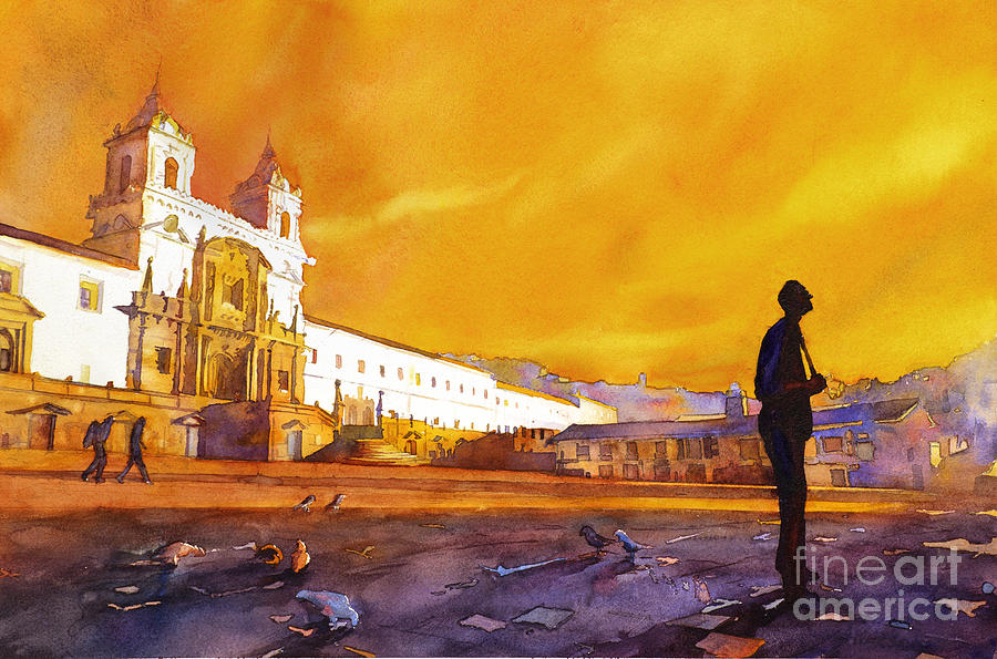 Bell Tower Painting - Quito Sunrise by Ryan Fox
