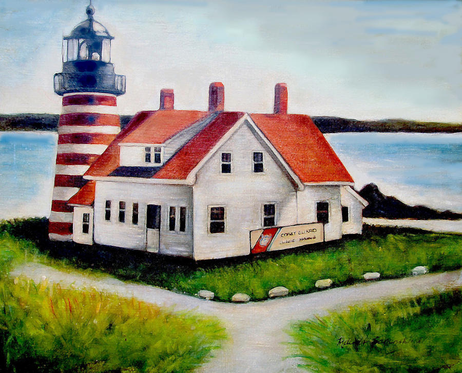 Quoddy Lighthouse Maine Painting by Melinda Saminski