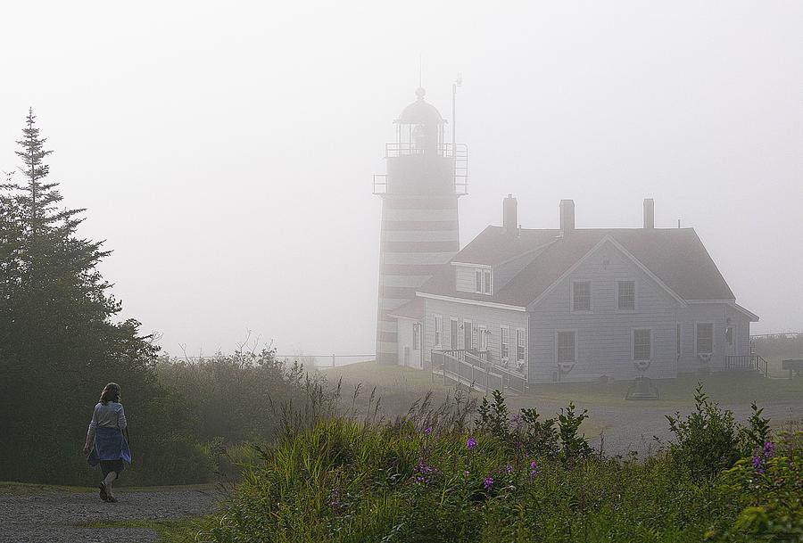 Lighthouse Photograph - Quoddy Morning Fog by Marty Saccone