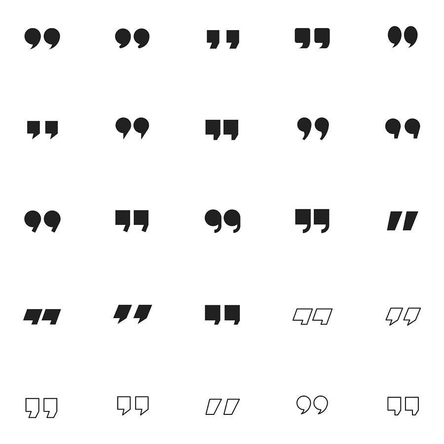 Quotation mark icon set Drawing by DivVector