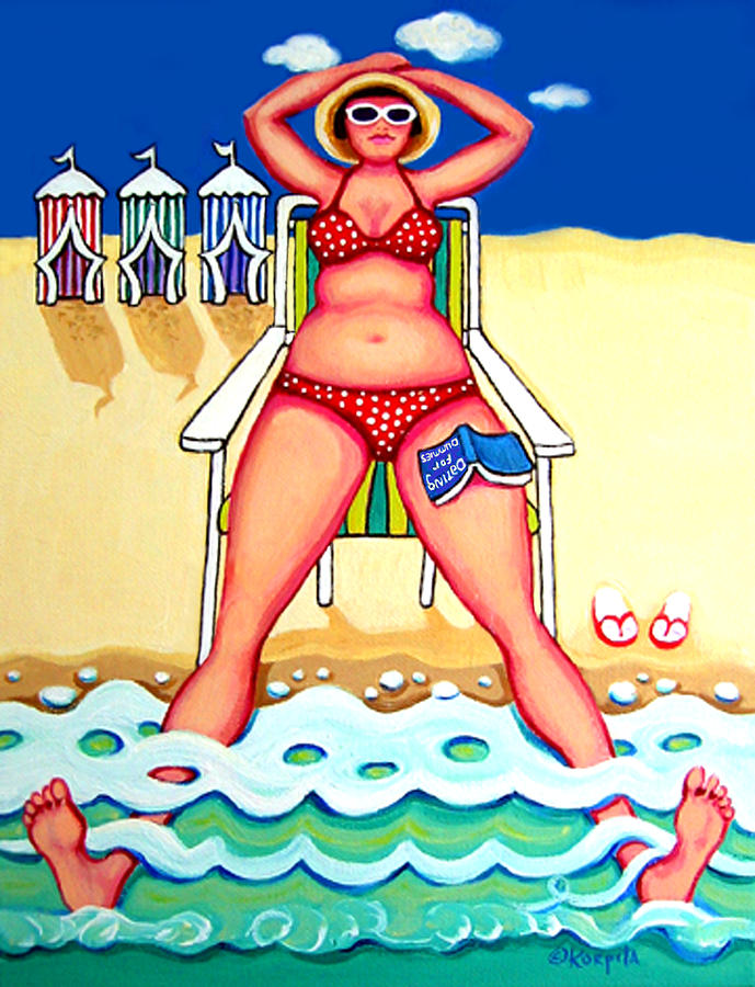 R and D - Woman on Beach Painting by Rebecca Korpita