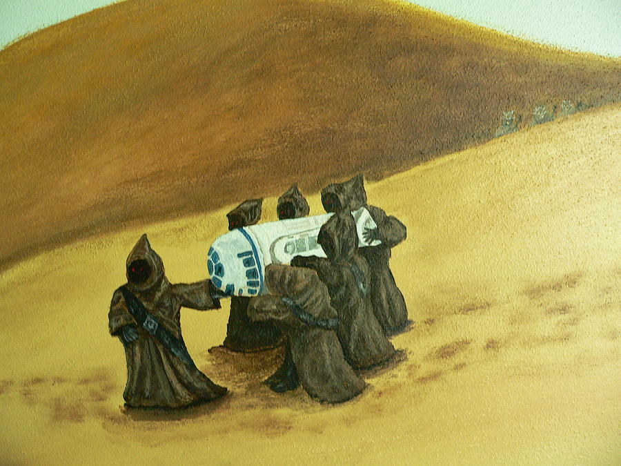 R2d2 And Jawas Painting by Dan Wagner