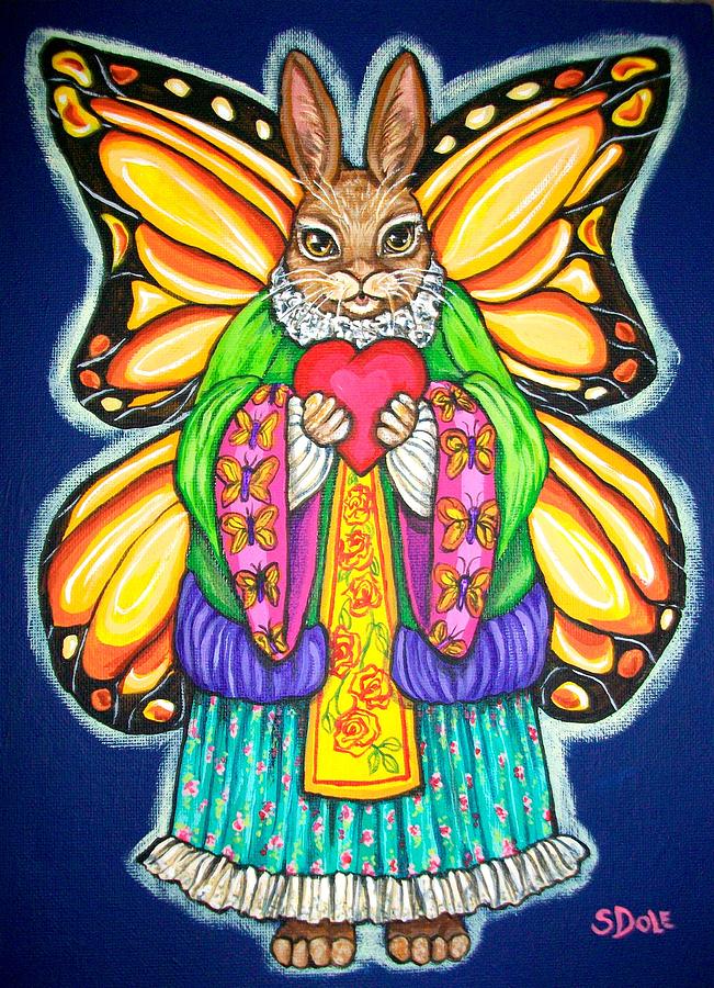Rabbit Angel Painting by Sherry Dole