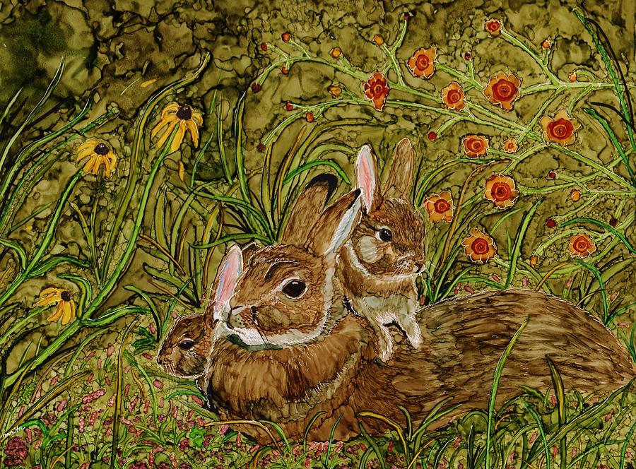 Rabbit Family Painting by Romanita Pulliam-Hollyman