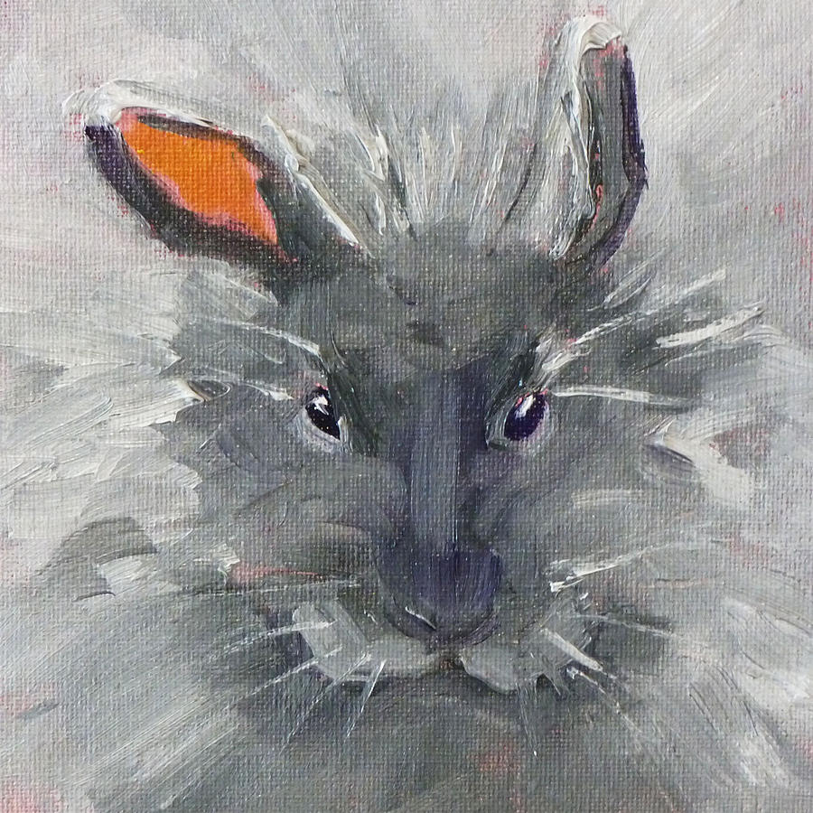Rabbit Painting - Rabbit Fluff by Nancy Merkle