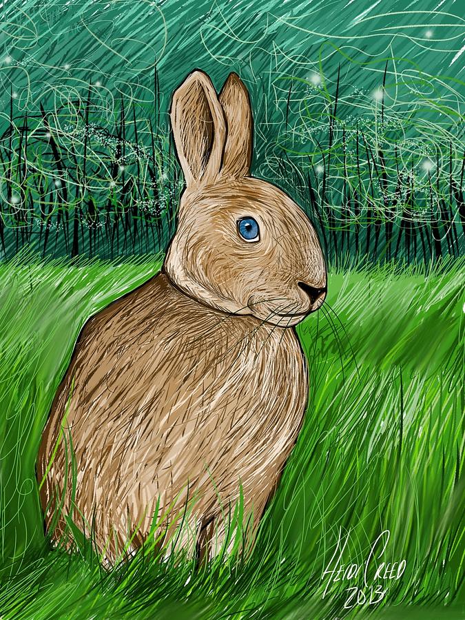 Rabbit in the grass Digital Art by Heidi Creed - Pixels