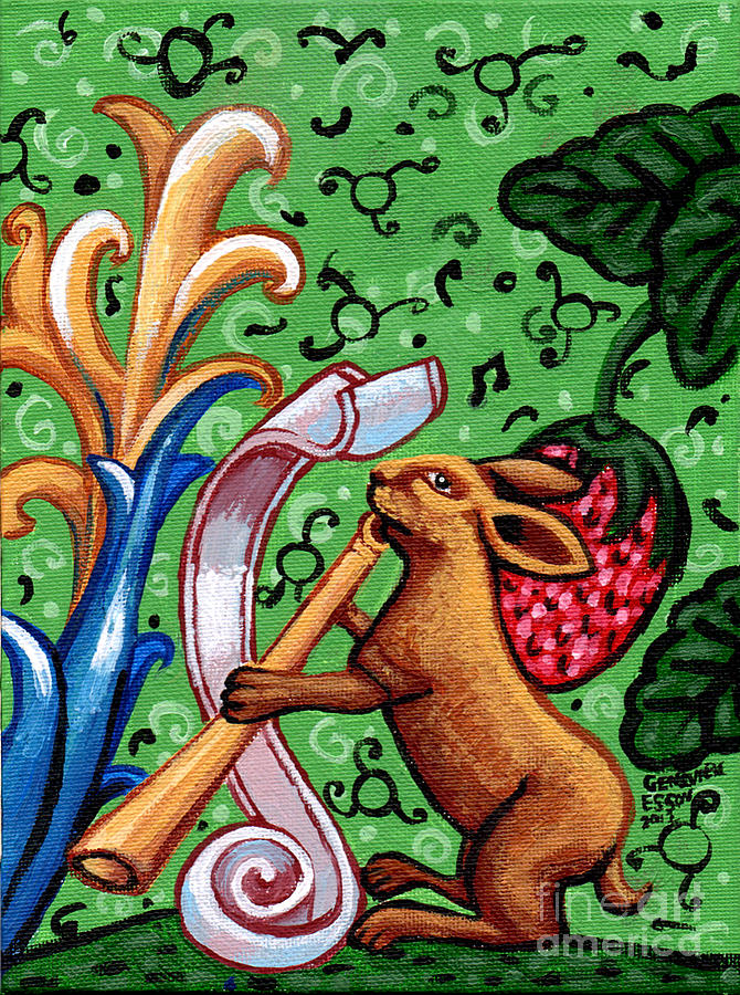 Music Painting - Rabbit Plays The Flute by Genevieve Esson
