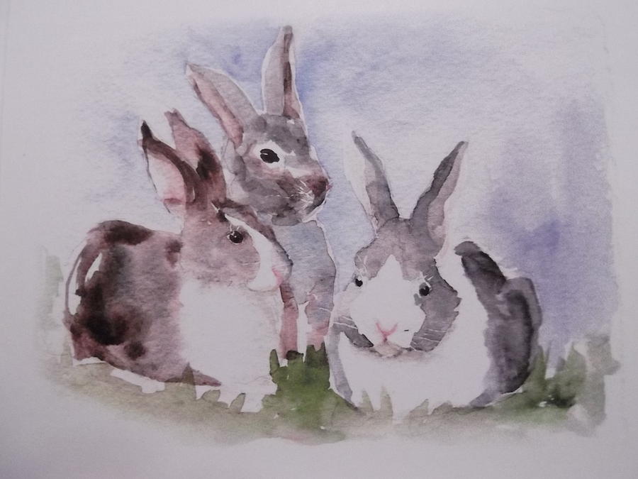 Rabbit Painting - Rabbit Trio by Lisa Schorr