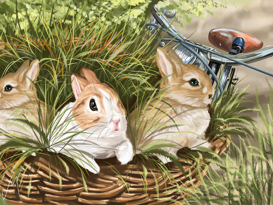 Rabbit Painting - Rabbits by Veronica Minozzi