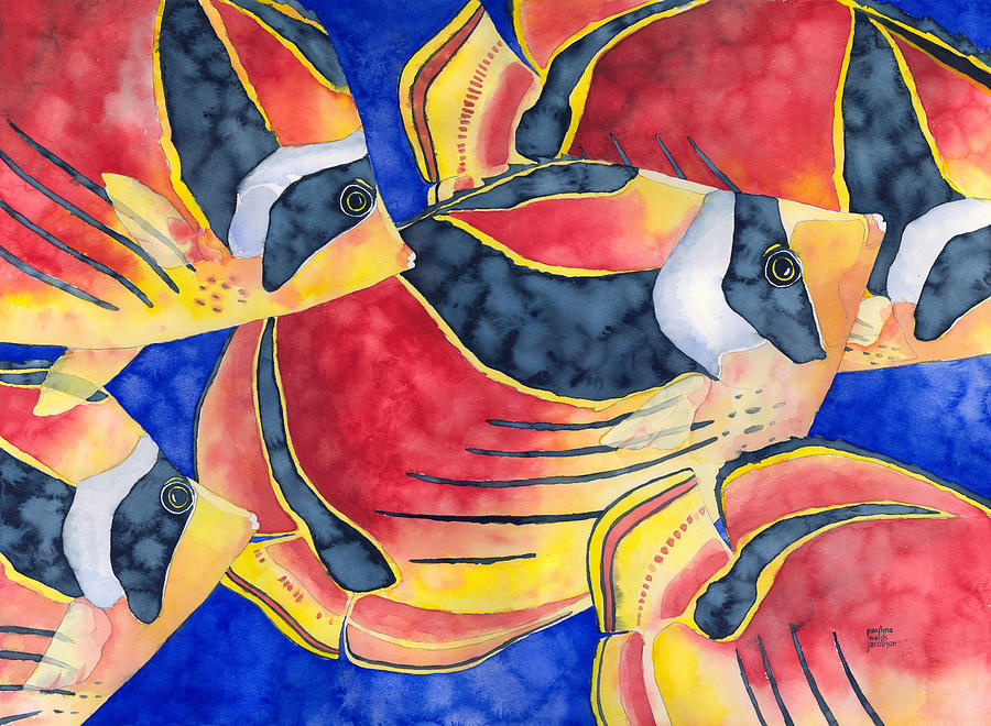 Raccoon Butterflyfish Painting by Pauline Walsh Jacobson