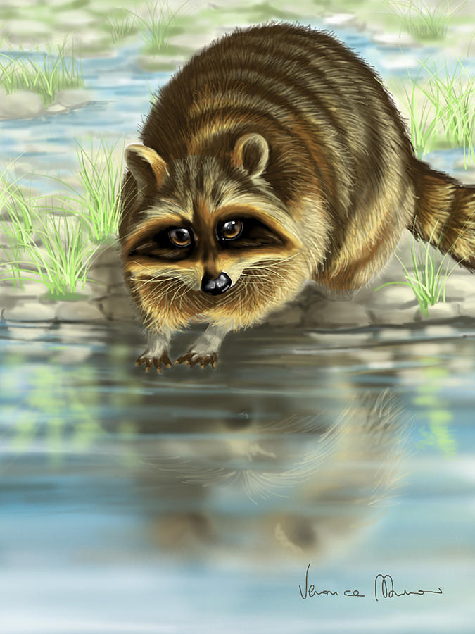 Wildlife Painting - Raccoon by Veronica Minozzi