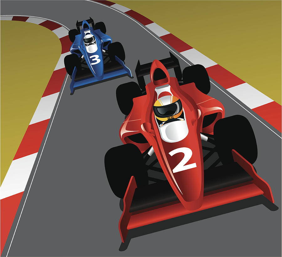 Race Car on the track Drawing by Sorbetto
