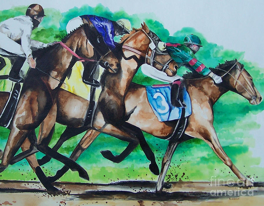Race Day Painting by Kathy Laughlin