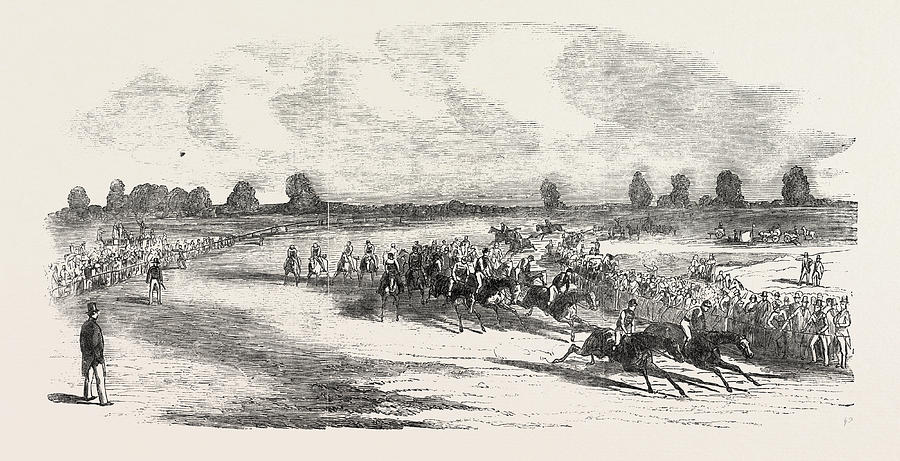 Race Horses Going Round Tattenham Corner Drawing by English School ...