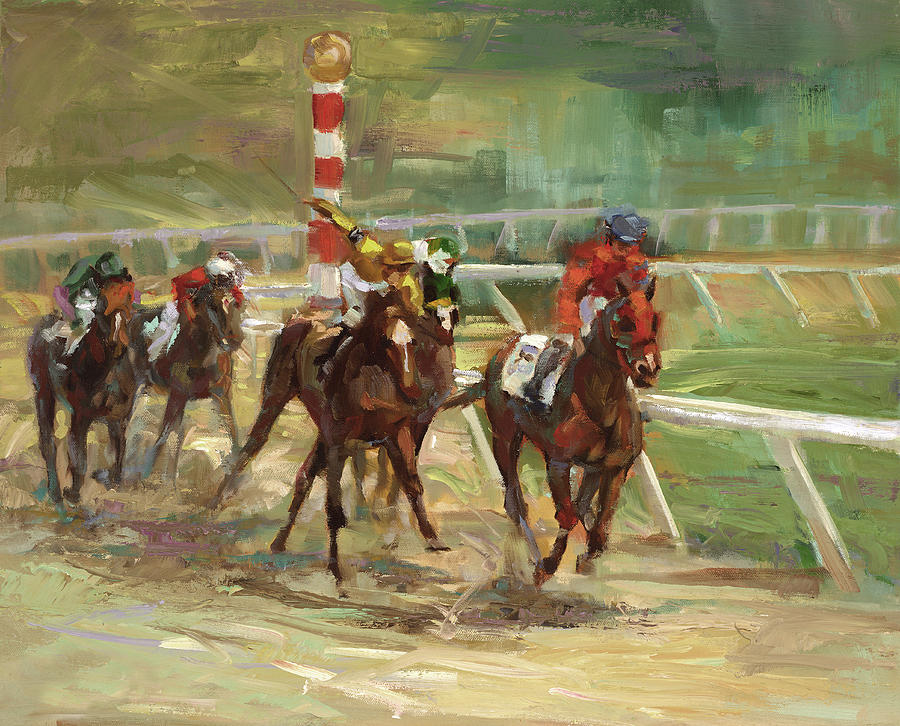 Animal Painting - Race is On by Laurie Snow Hein