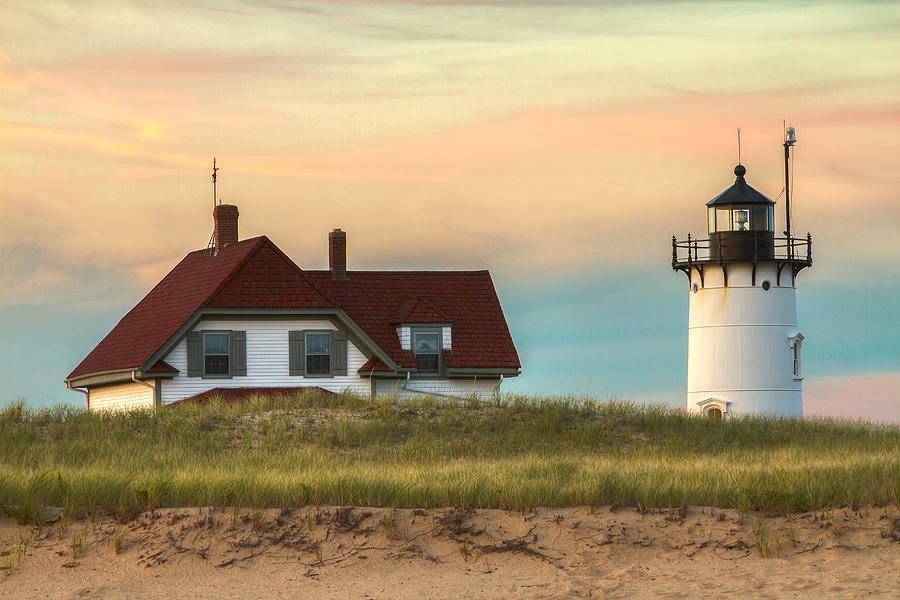 Nature Photograph - Race Point Light at Sunset by Brian Caldwell