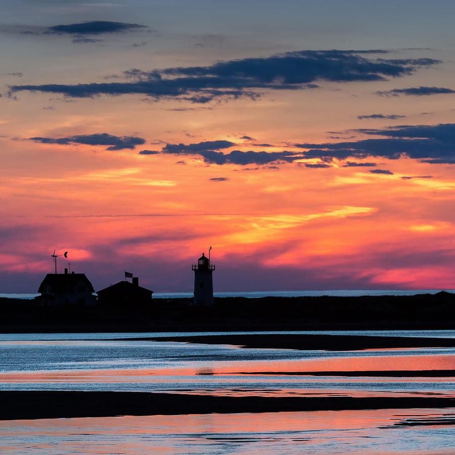 Race Point Light Sunset Square Photograph by Bill Wakeley