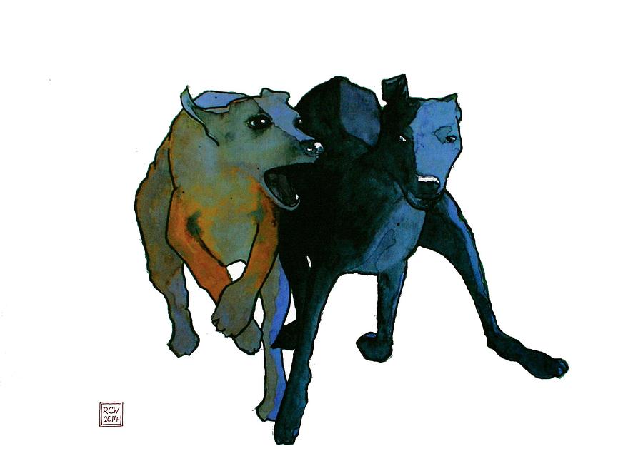 Dogs Painting - Race by Richard Williamson Dogs Painting - Race by Richard Williamson