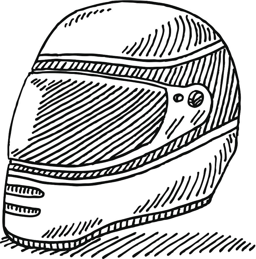 Racing Helmet Drawing Drawing by FrankRamspott