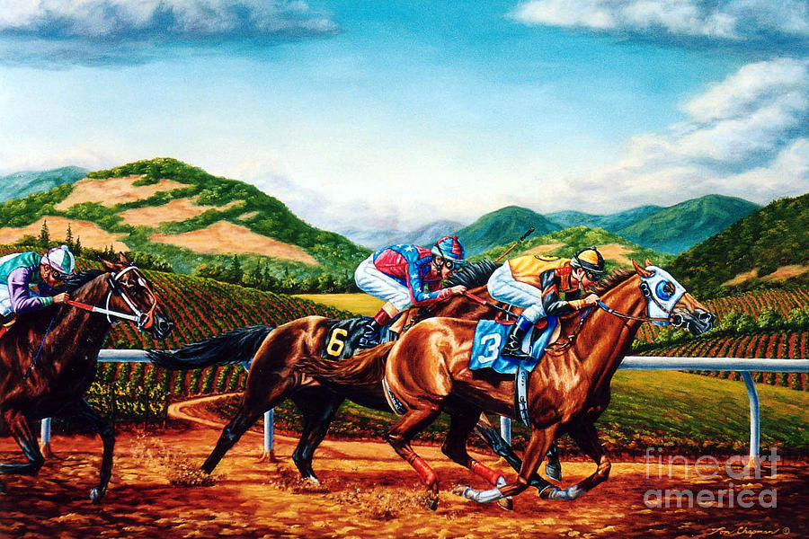 Racing in the Wine Country Painting by Tom Chapman