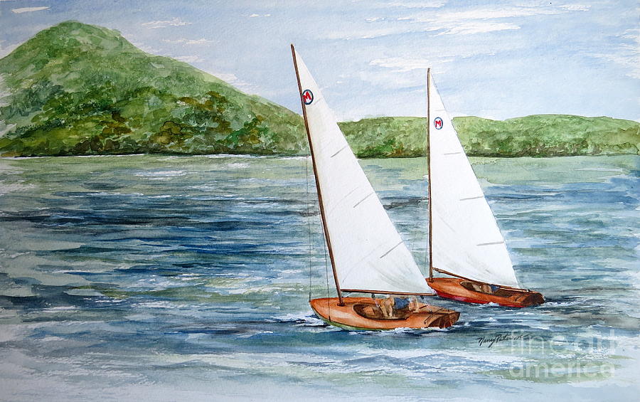 Racing On The Lake Painting by Nancy Patterson
