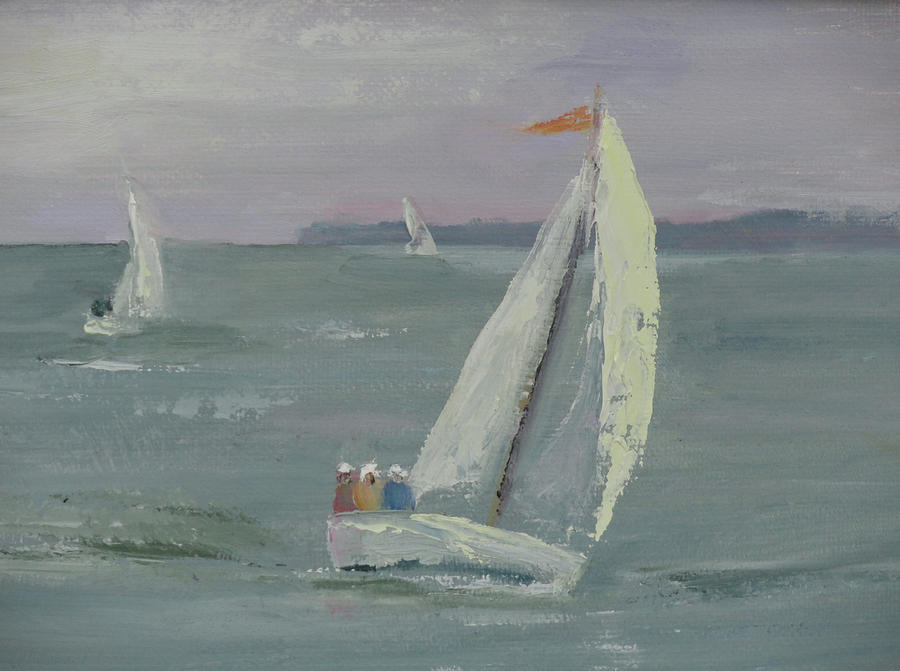 Racing Sails Painting by Judy Fischer Walton