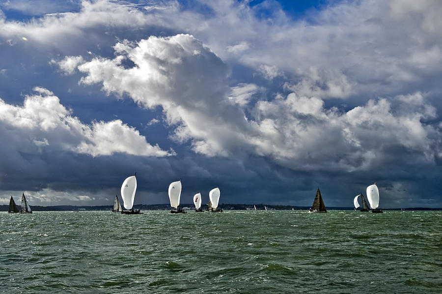 Racing yachts in the Solent Photograph by Gary Eason