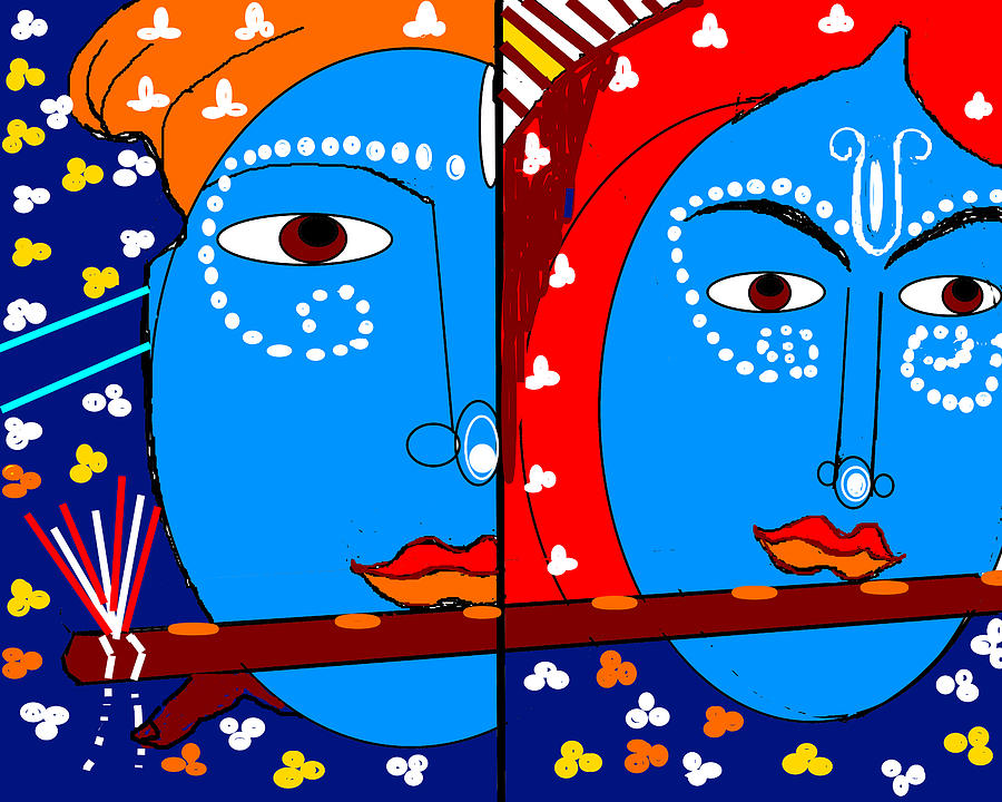 Radha Krishna-14 Digital Art by Anand Swaroop Manchiraju