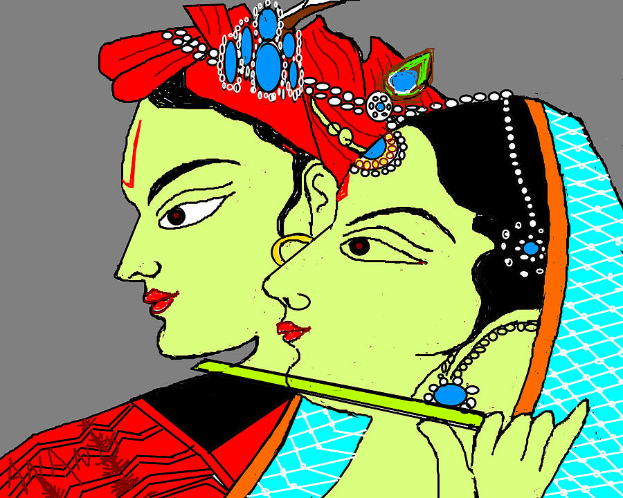Portrait Digital Art - Radha Krishna-4 by Anand Swaroop Manchiraju