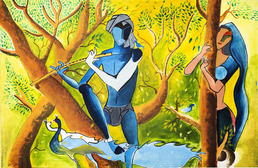 Abstract Painting - Radha Krishna by Vicasso Destiny