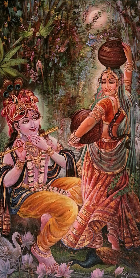 Cool Painting - Radha Krishna Vrindawan by Mayur Sharma