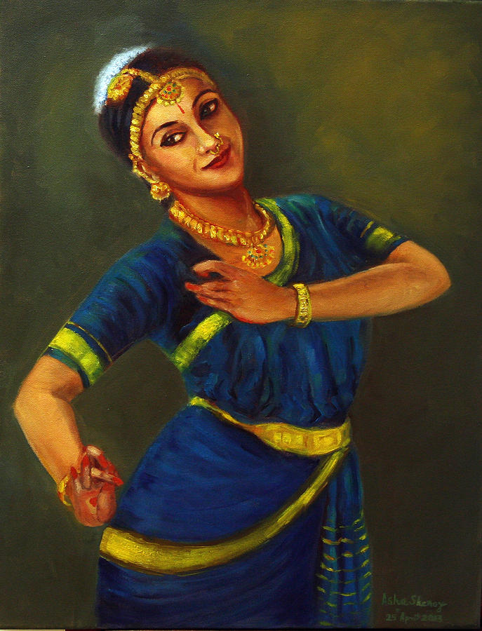 Radha playing Krishna Painting by Asha Sudhaker Shenoy
