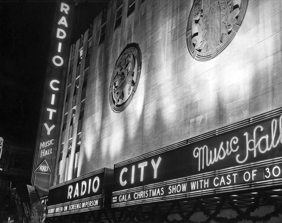 Christmas Photograph - Radio City Music Hall Marquee by Underwood Archives