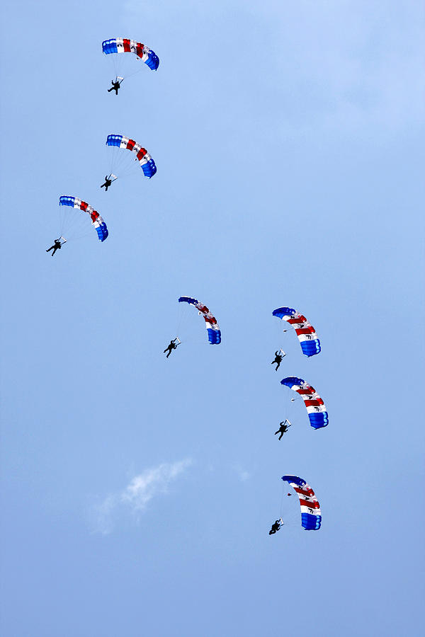 RAF Falcons parachute display Photograph by Steve Ball