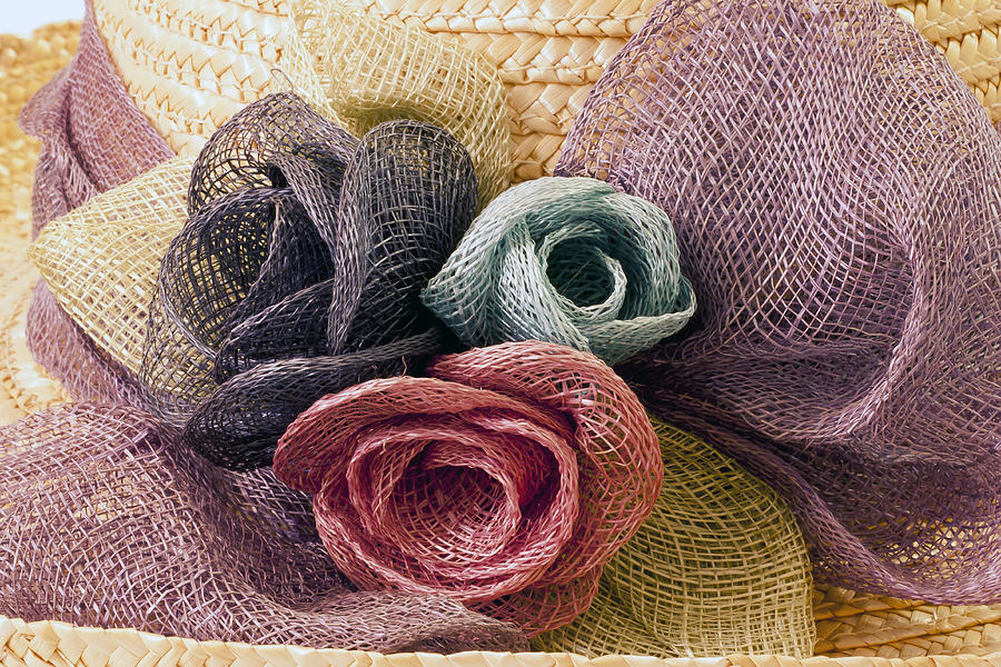 Hat Photograph - Raffia Roses Macro by Sandra Foster