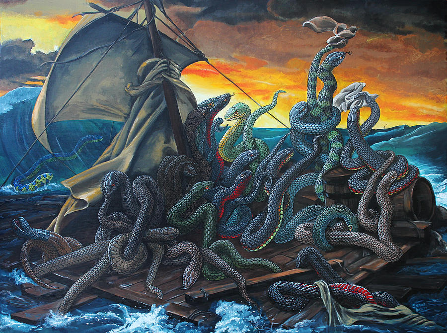 Snake Painting - Raft for Reptile Rescue after Gericault by Bill Flowers