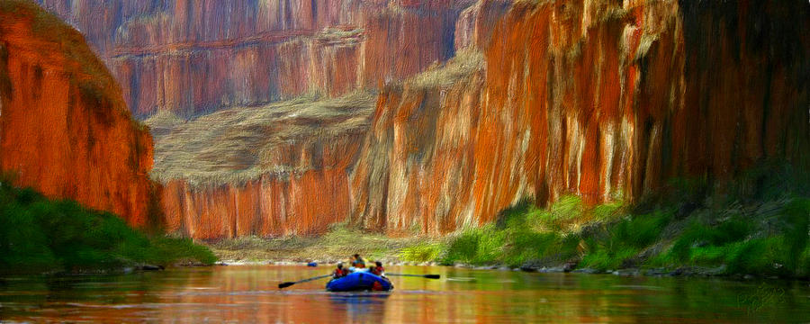 Rafting through the Canyon Painting by Bruce Nutting