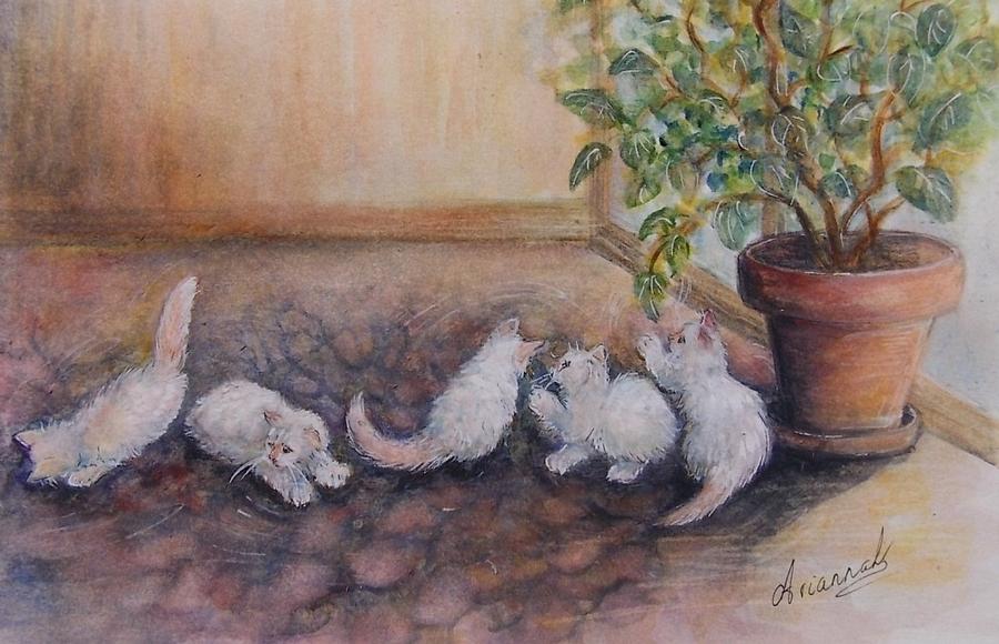Ragdoll Kittens world Painting by Ursula Brozovich