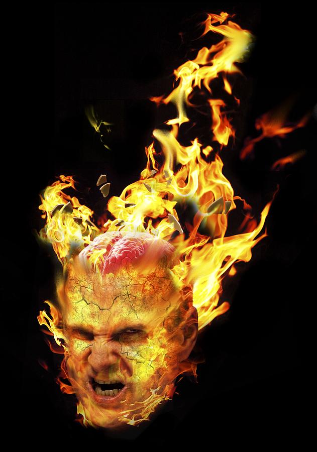 Head Photograph - Rage, conceptual composite image by Science Photo Library
