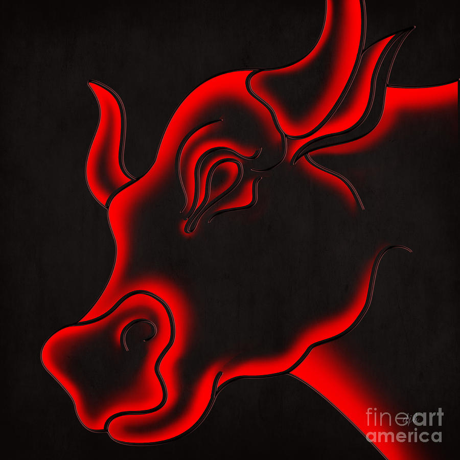 Wildlife Digital Art - Raging Bull by Peter Awax