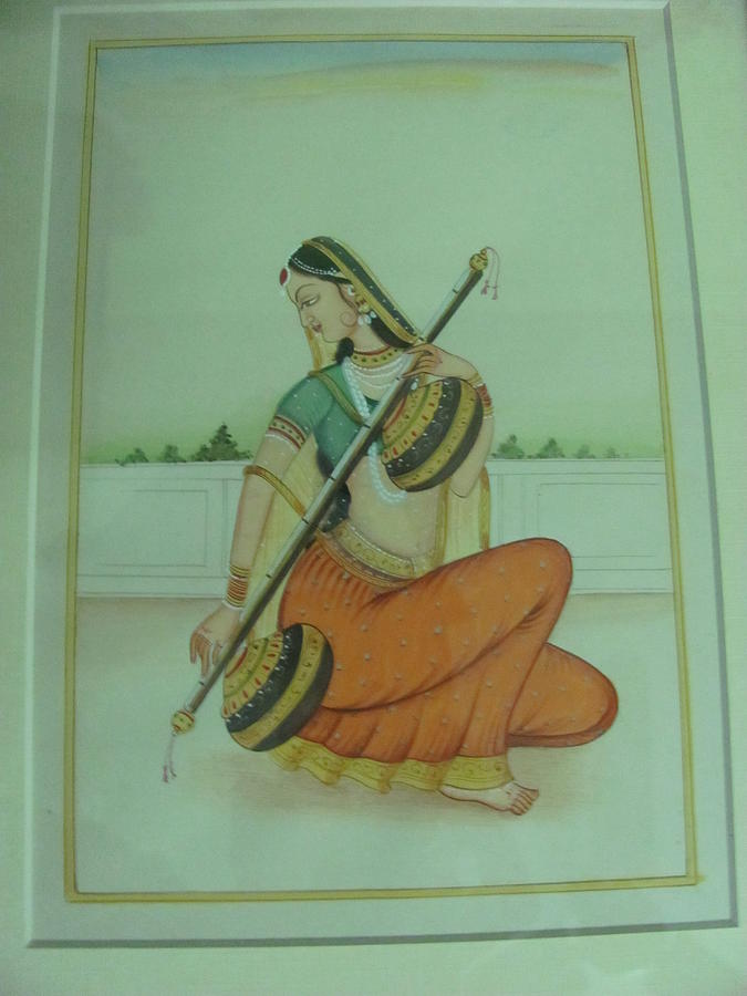 Music Painting - Ragini-Miniature painting by Shantidevi Sharma
