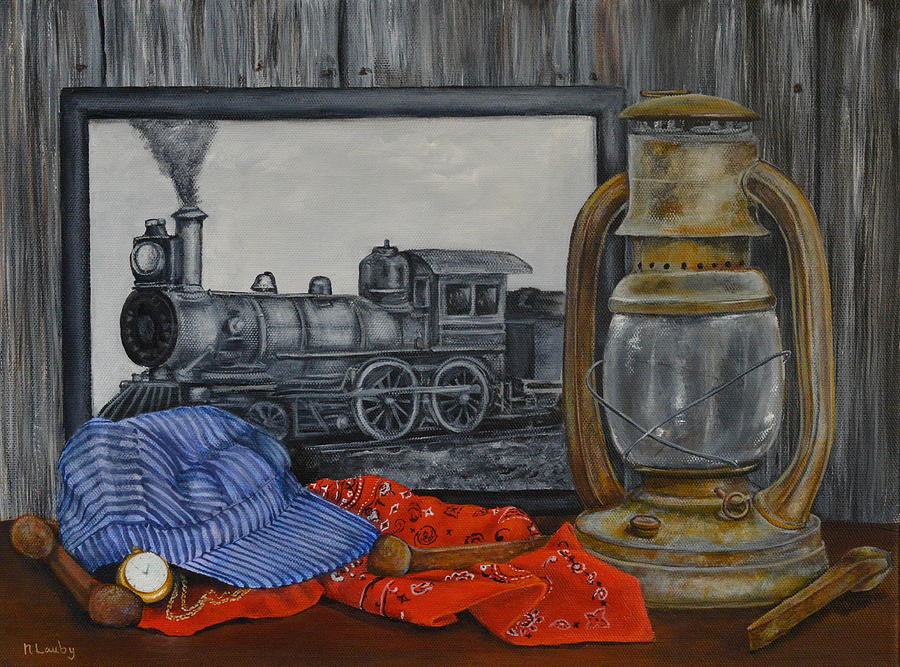 Rail History Painting by Nancy Lauby