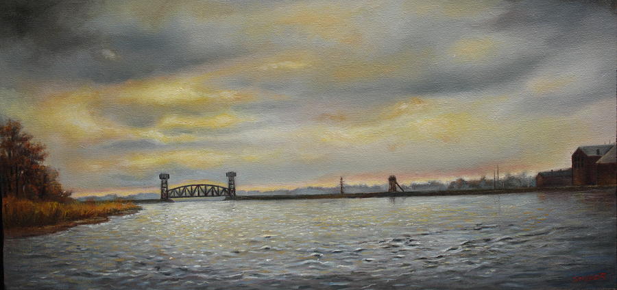Landscape Painting - Rail Road Bridge - Evening by Todd Snyder