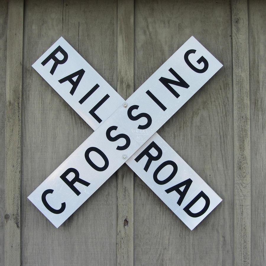 Train Photograph - Rail Road Crossing Sign by Cathy Lindsey