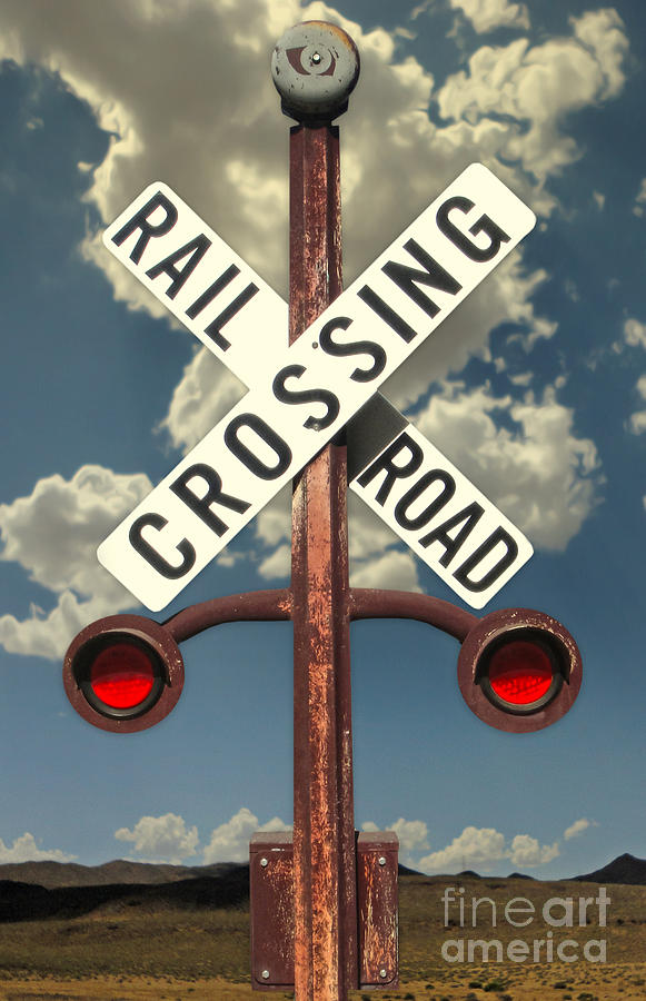 Train Photograph - Rail Road Crossing Sign by Gregory Dyer