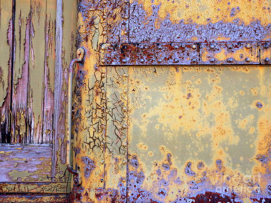 Rail Rust - Abstract - Blues on the Rails Photograph by Janine Riley