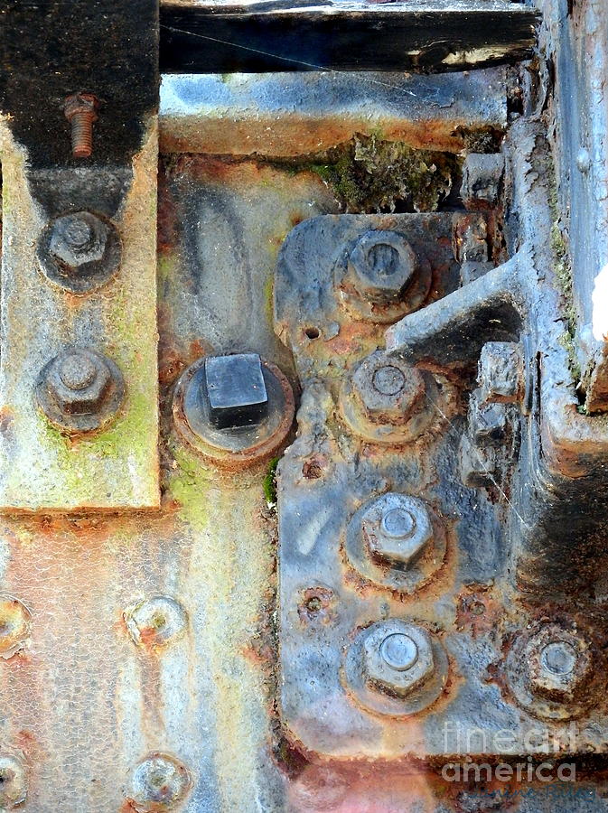 Rail Rust - Abstract - Nuts and Bolts Photograph by Janine Riley