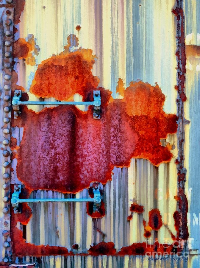 Rail rust - Abstract - Studs and Stripes Photograph by Janine Riley
