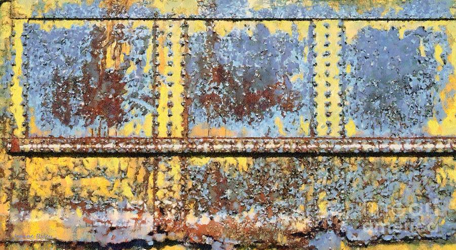 Rail Rust - Abstract - Yellow in 3 Photograph by Janine Riley